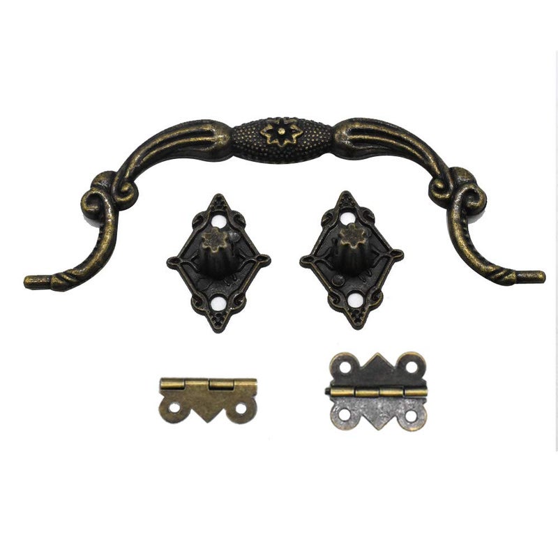 NIANNIAN Antique Jewelry Box Lock Latch Hasp Hinges Handle Corner Protectors Kit for DIY Bronze Tone 2 Sets 24Pcs - Image 4